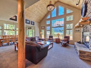 Flat-screen TV, fireplace, DVD player