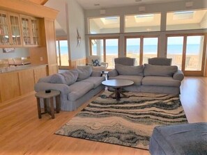 Smart TV, fireplace, DVD player, foosball