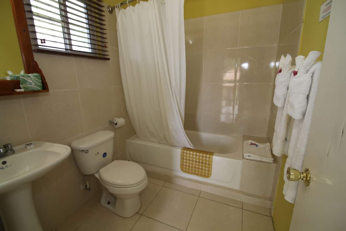 superior room, 1 king bed | bathroom | combined shower/bathtub, free toiletries, hair dryer, towels