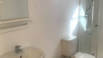 Shower, free toiletries, hair dryer, bidet