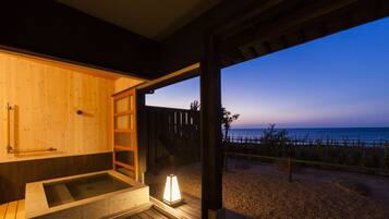 Japanese Style Deluxe Suite, "KANADE" with Private Open-air Bath | Bathroom | Separate bathtub and shower, spring water bathtub, free toiletries