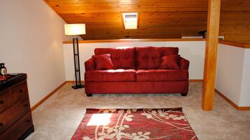 Smart TV, fireplace, video games, DVD player