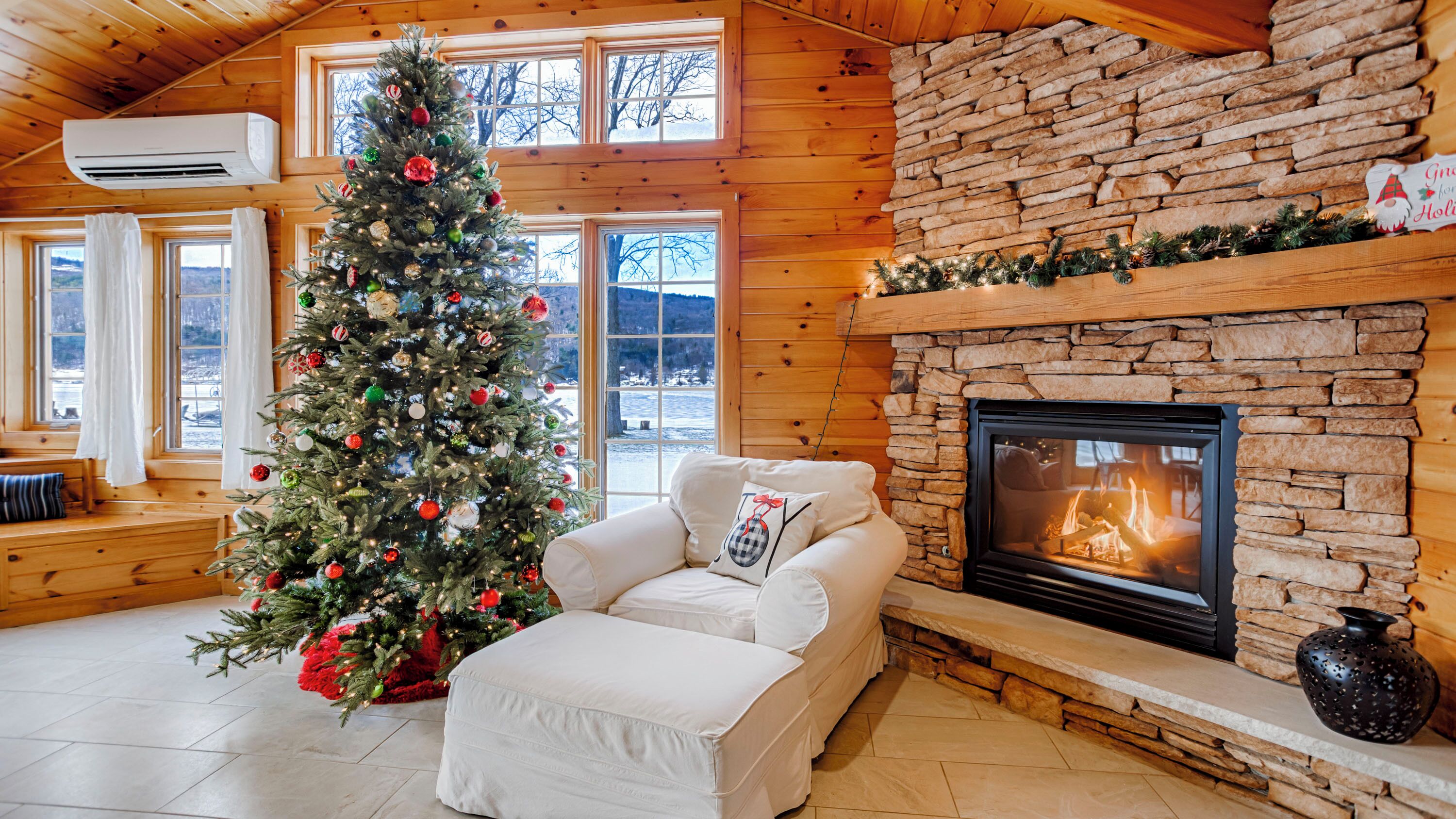 Smart TV, fireplace, DVD player