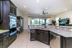 Fridge, microwave, oven, dishwasher