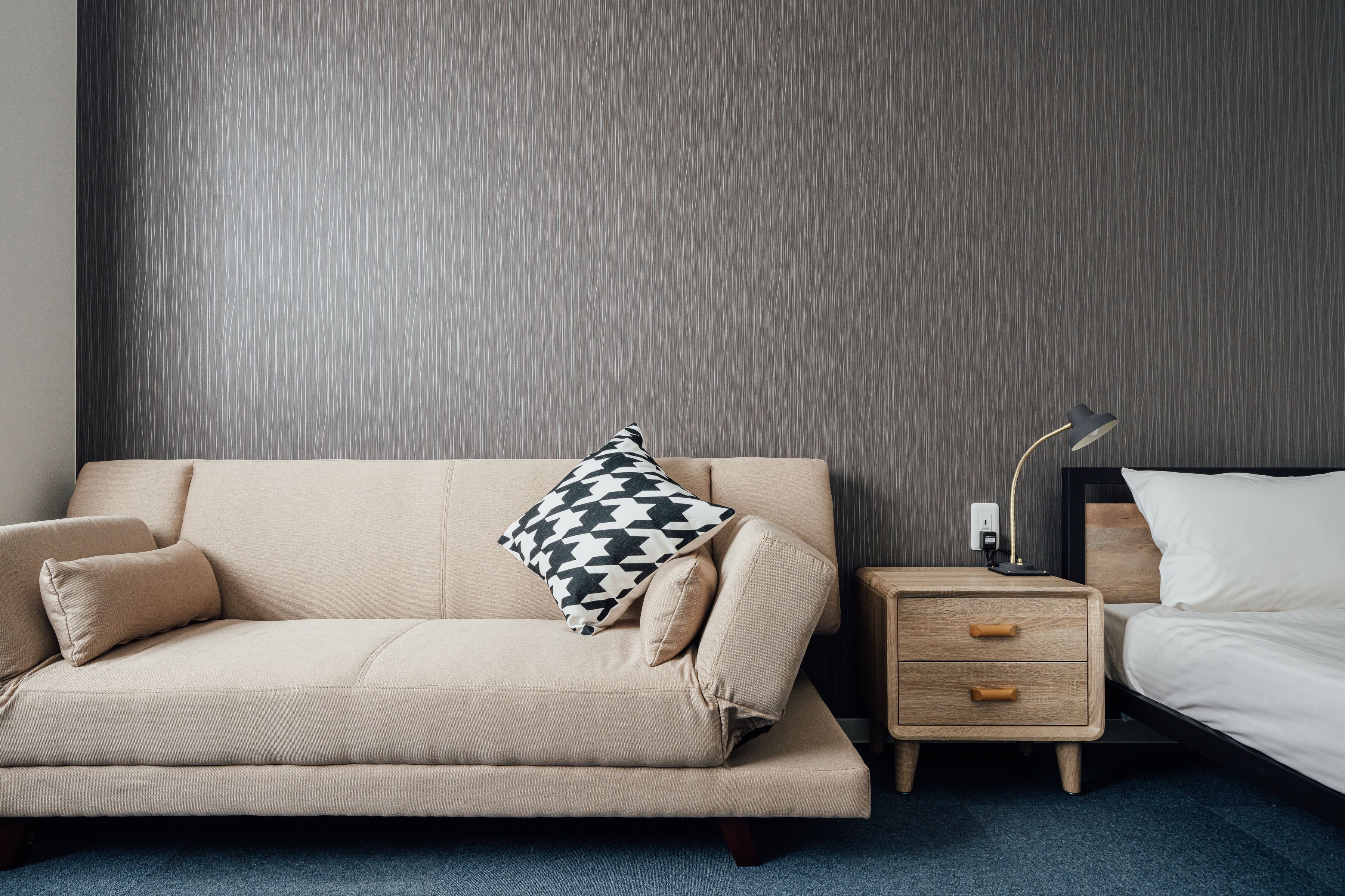 1 bedroom, desk, laptop workspace, blackout curtains