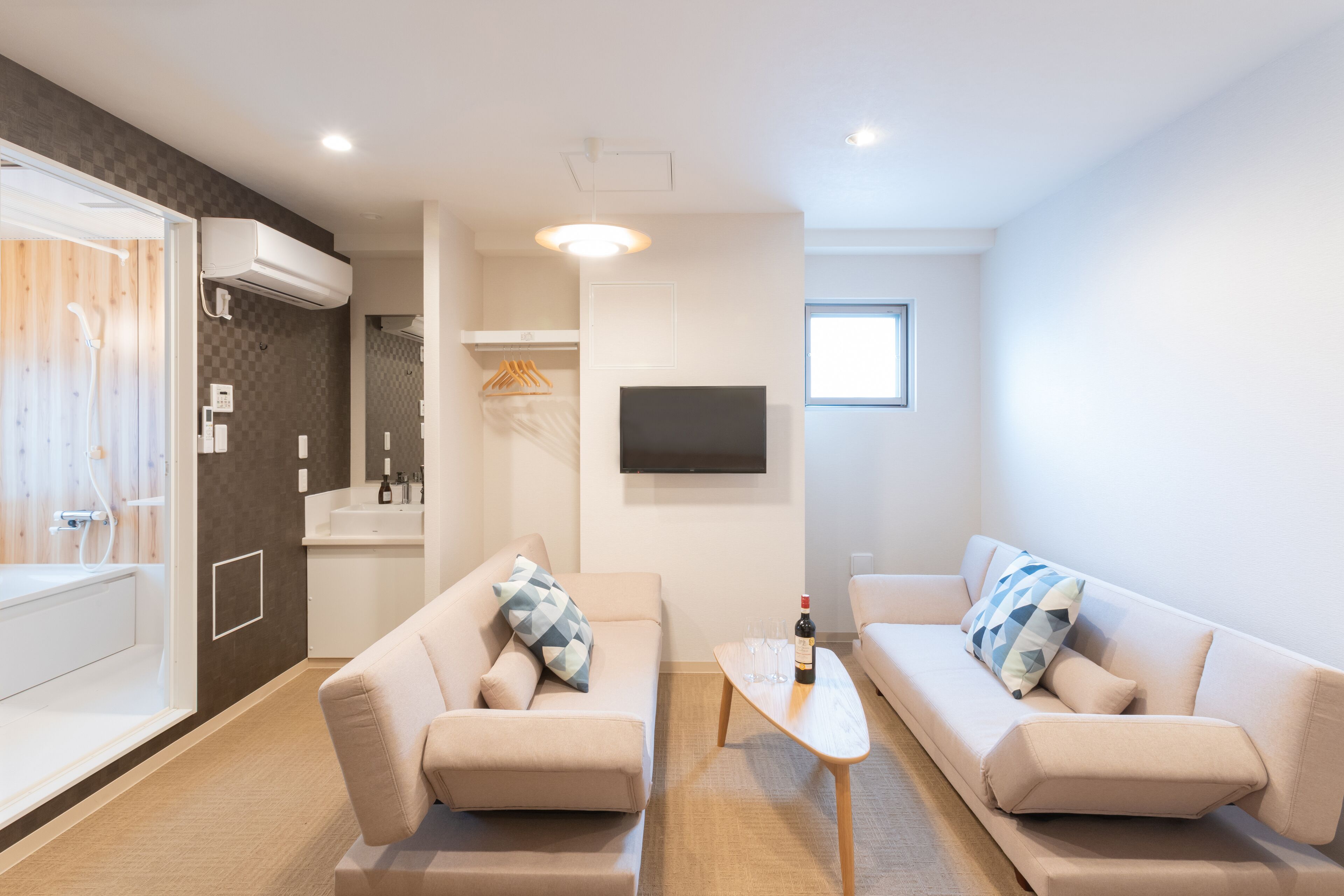 1 bedroom, desk, laptop workspace, blackout curtains