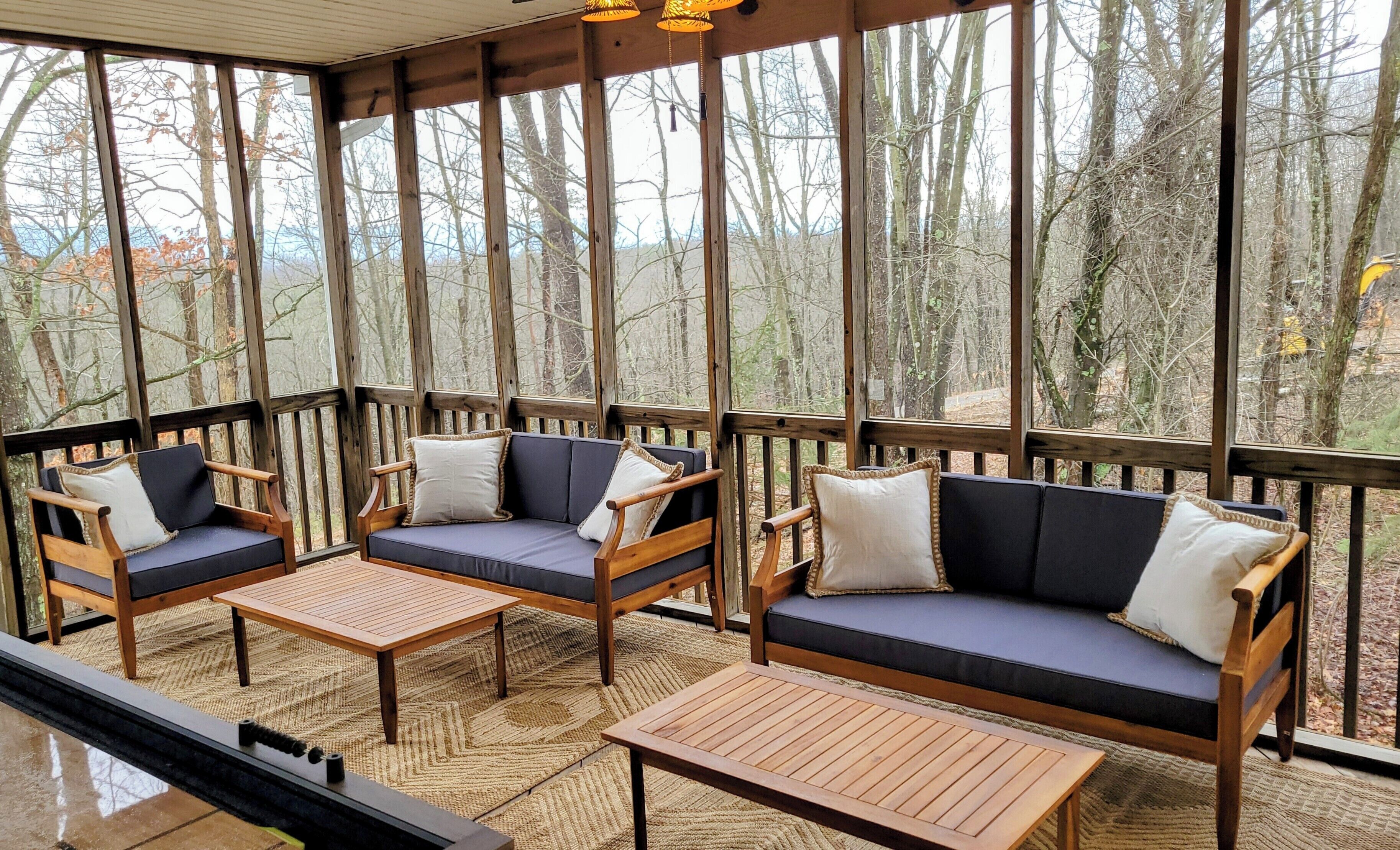 Téléviseur, foyer, lecteur de DVD, table de ping-pong