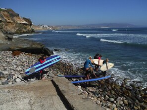 On the beach, beach towels