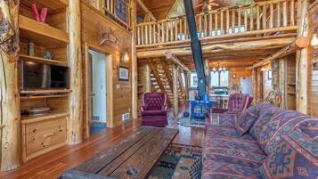 Télévision, cheminée, espaces bureaux