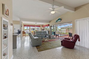 Smart TV, DVD player, books, video library