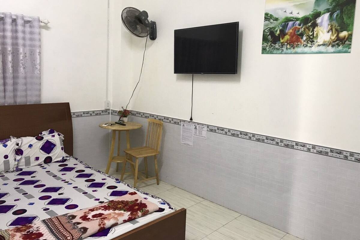 Desk, laptop workspace, blackout curtains