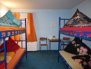Desk, free WiFi, bed sheets