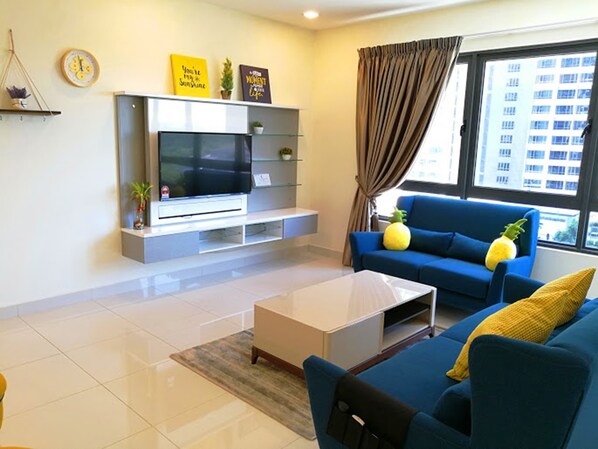 2 Bedrooms Modern Design A0508 | Living room | Flat-screen TV