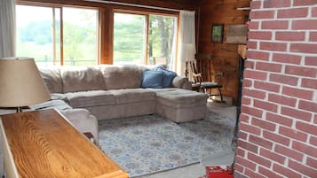 Smart TV, fireplace, video games, DVD player