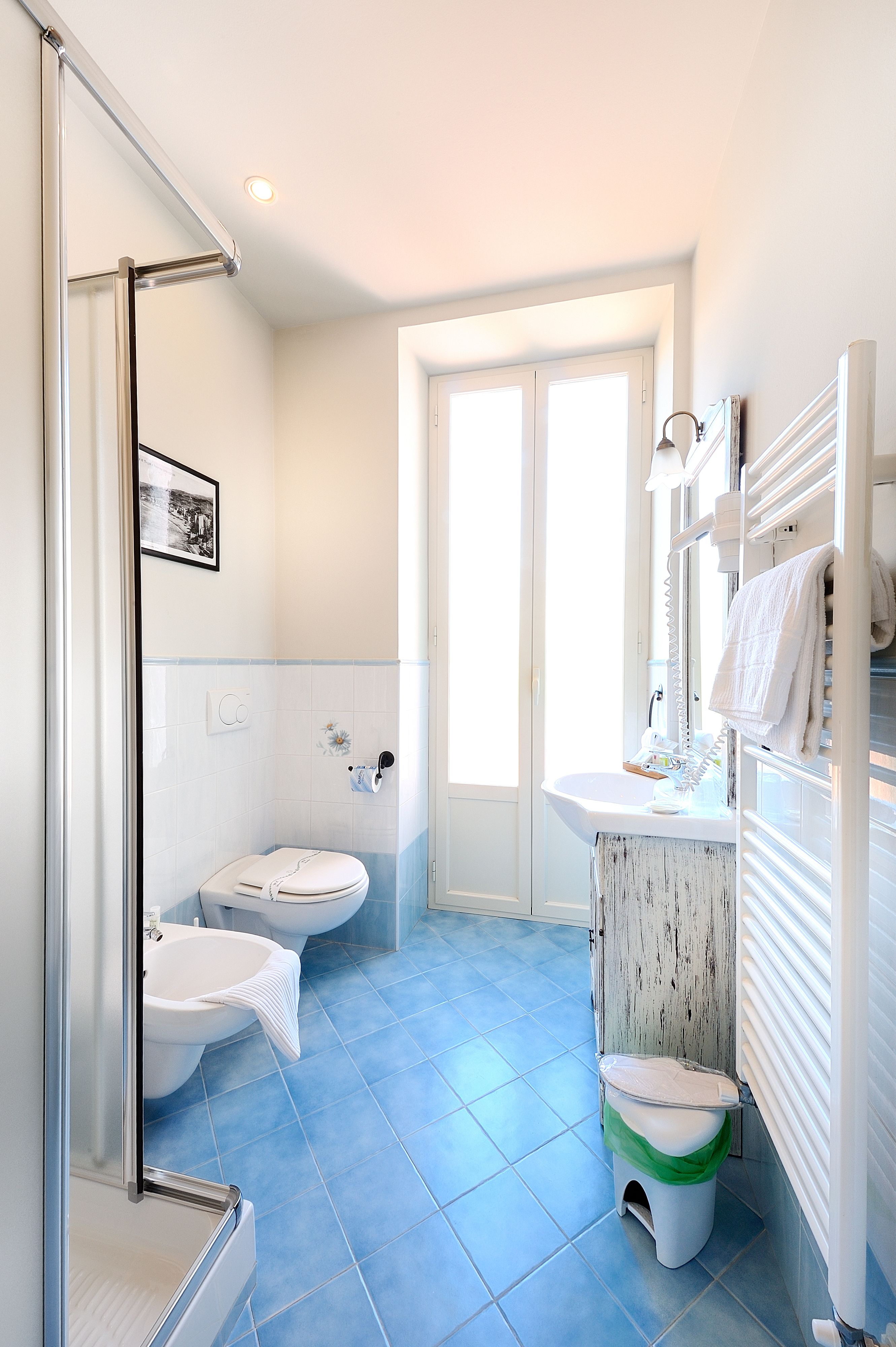 shower, free toiletries, hair dryer, bidet