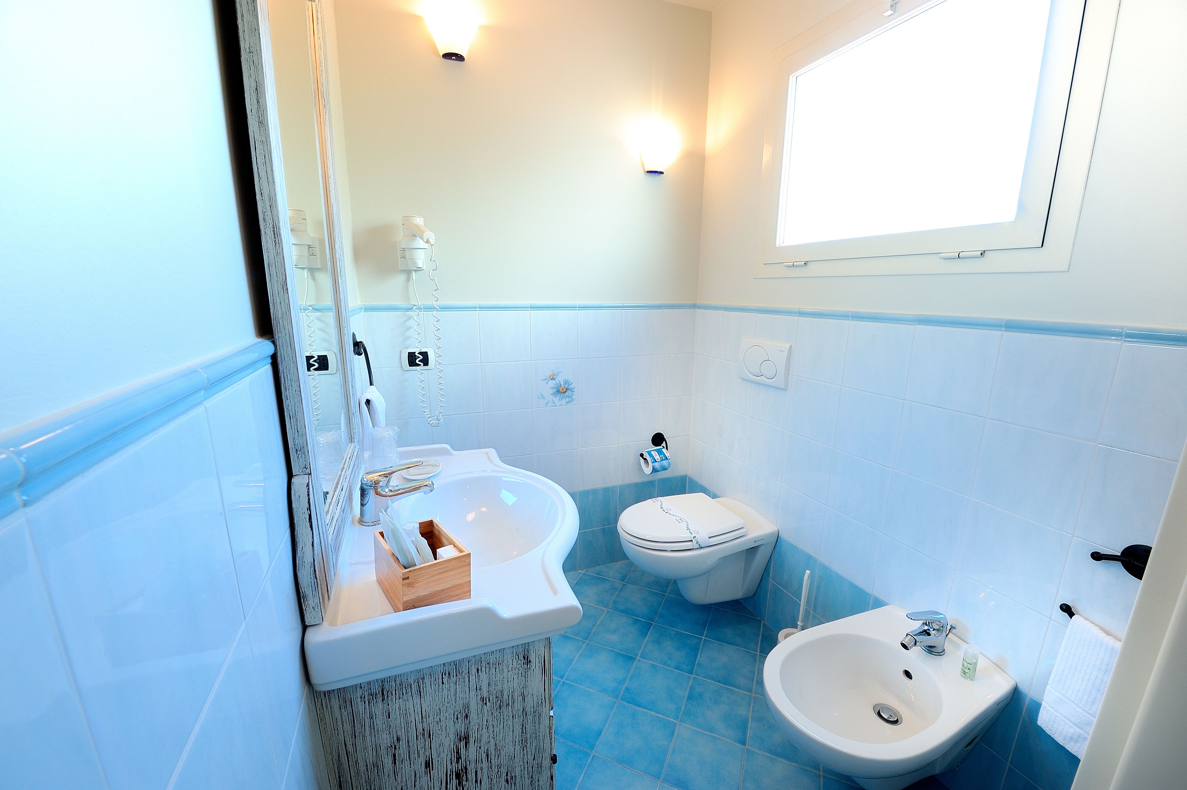 shower, free toiletries, hair dryer, bidet