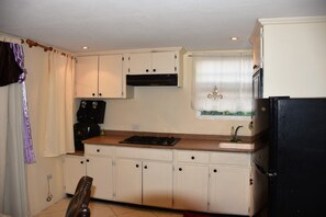 Luxe appartement, 1 kingsize bed, toegankelijk voor mindervaliden, keuken (Victorious Lux) | Privékeuken | Een koelkast met diepvriezer, een microgolfoven, een oven, een kookplaat