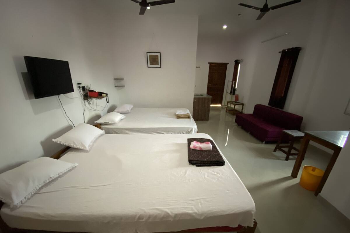 Individually furnished, laptop workspace, soundproofing, rollaway beds