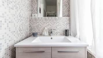 Regadera, secadora de cabello, bidet, toallas