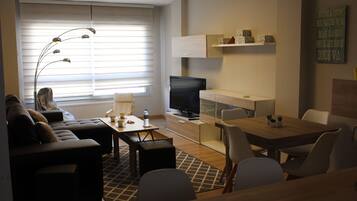 TV, DVD player, books