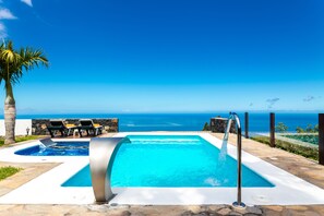 Outdoor pool, a heated pool - La Capellana Rural House with private heated pool, sauna and sea view (El Jesús)