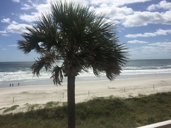 On the beach, sun-loungers, beach towels