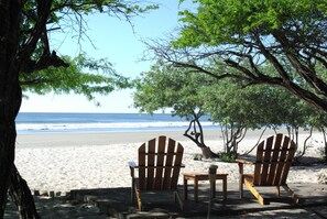 On the beach, beach towels