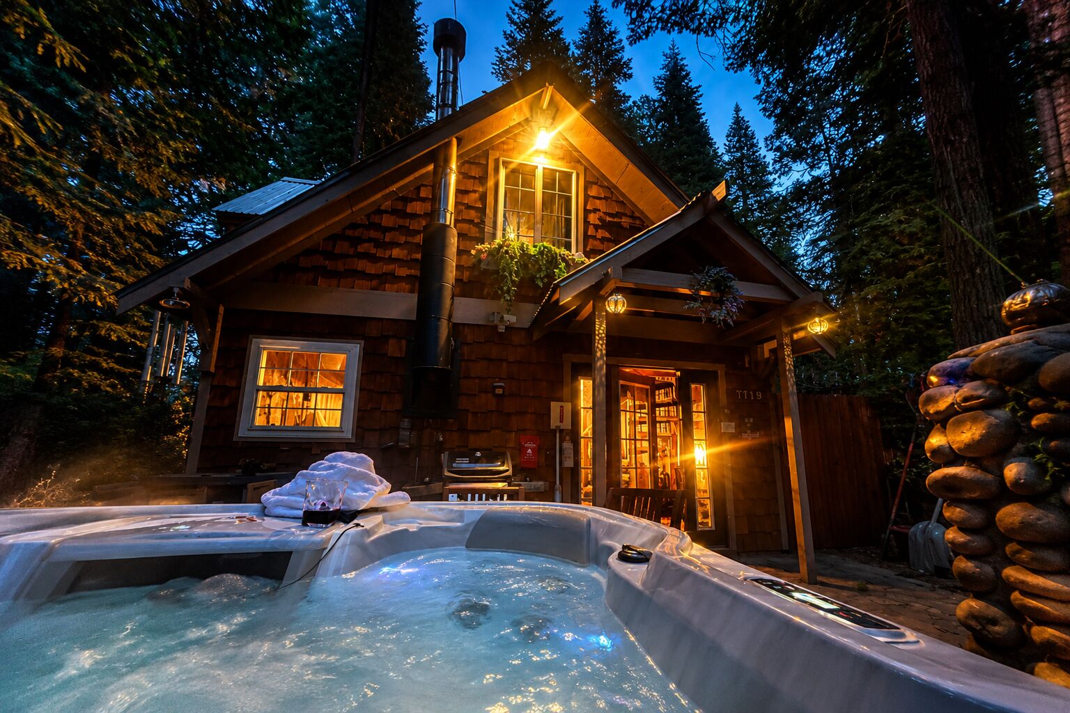 Cabin at twilight after a day in Yosemite.