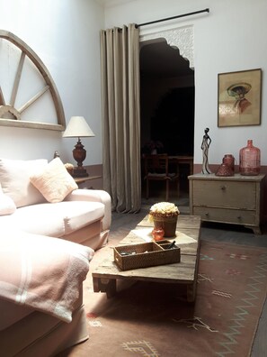 Televisio, takka, DVD-soitin, videokirjasto