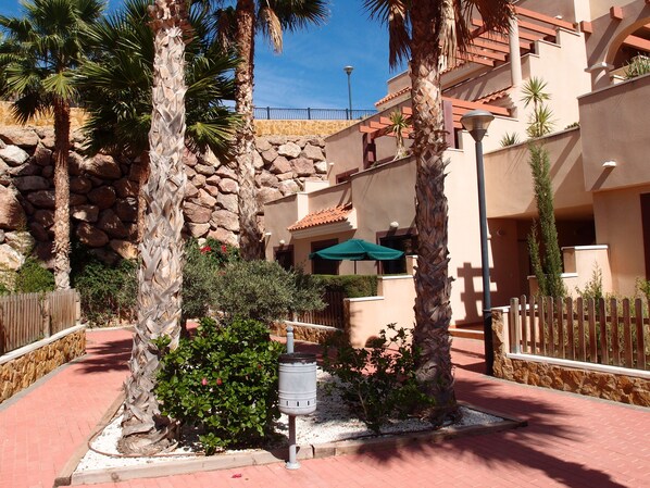 A view of the apartment from the quiet community area