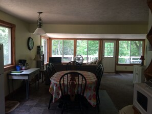 TV, fireplace, DVD player, books