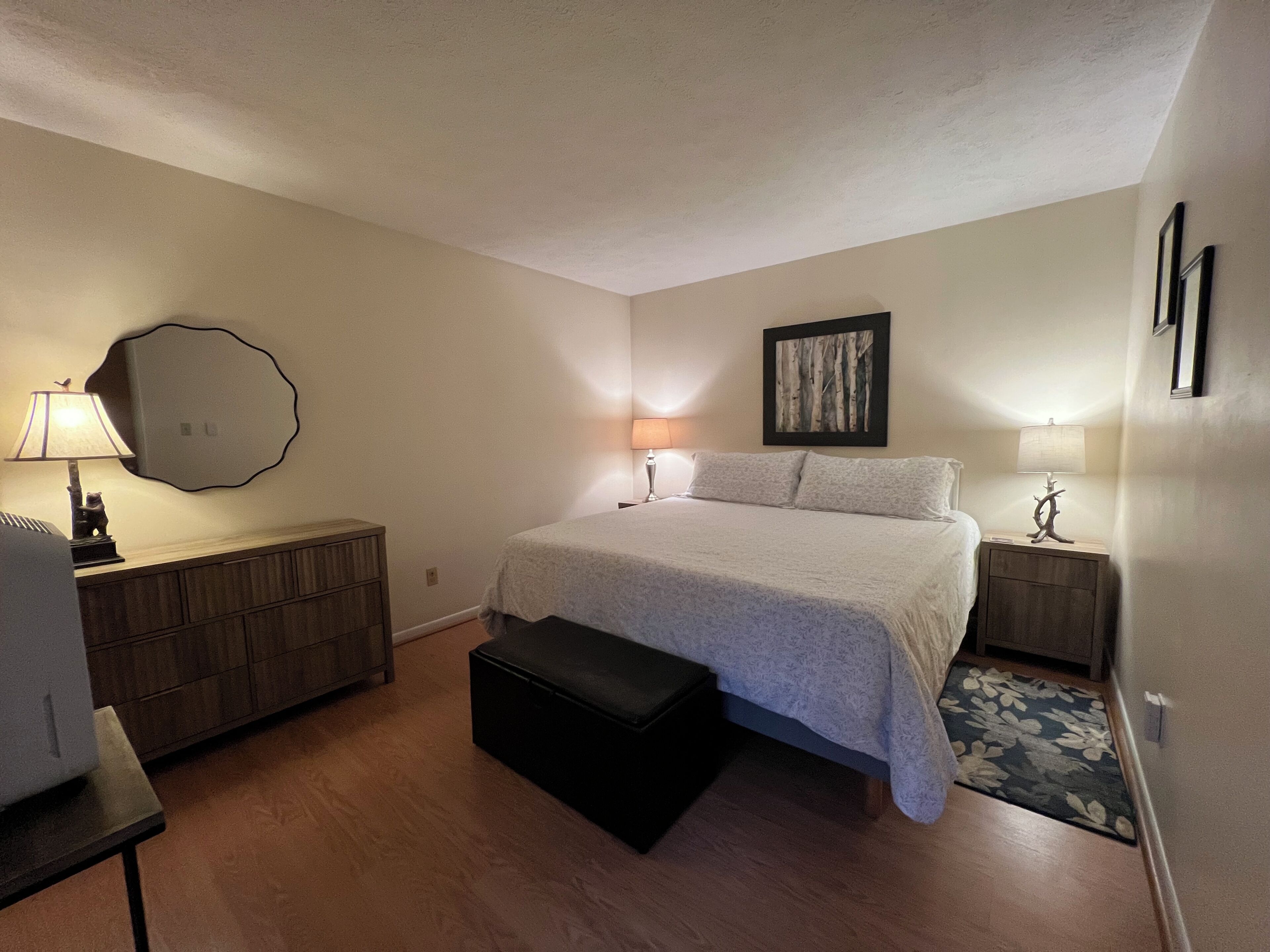 1 bedroom, memory foam beds, iron/ironing board, free WiFi