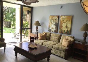 Älytelevisio, pöytätennispöytä, kirjoja, stereot