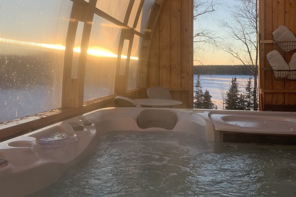 Beautiful views from the hot tub, this is reserved for private cabin guest use