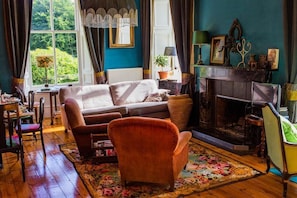 TV, fireplace, DVD player, books