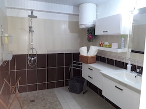 Dusche, Handtücher, Toilettenpapier
