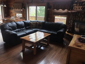 Smart TV, fireplace, DVD player, books