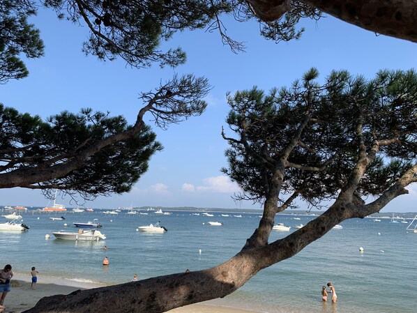 Nær stranden og solsenger