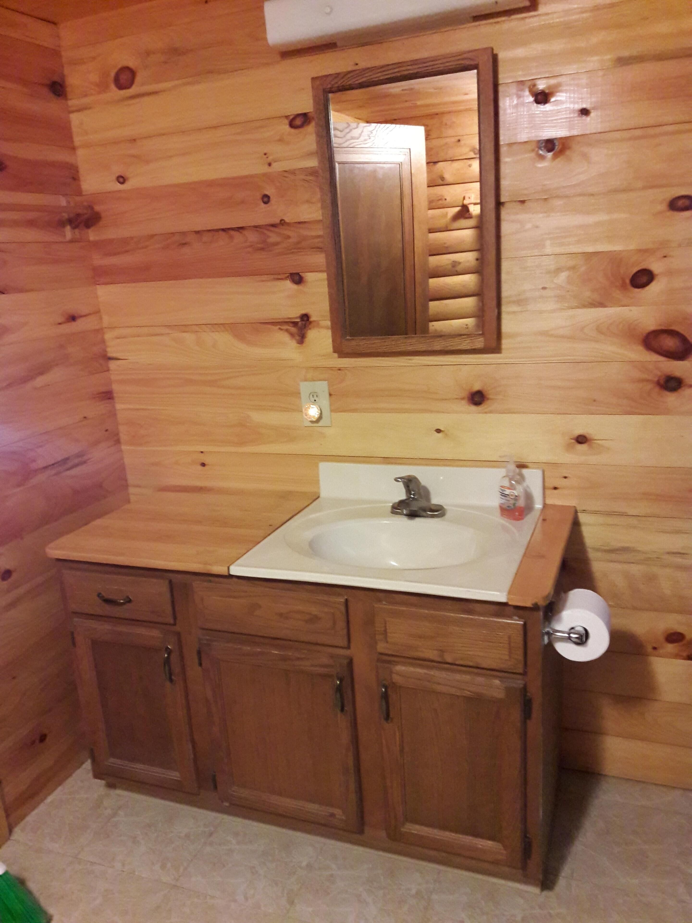 Shower, hair dryer, soap, shampoo