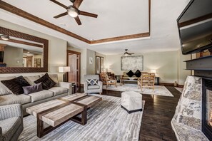 Condo, 4 Bedrooms | Living area | 42-inch flat-screen TV with cable channels, TV, DVD player - One Ski Hill Place S8421 (Breckenridge)