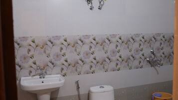 Shower, bathrobes, towels