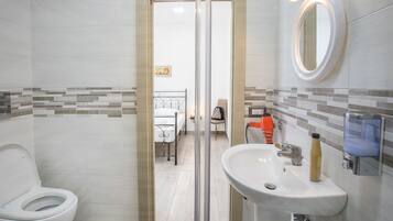 Shower, free toiletries, hair dryer, bidet