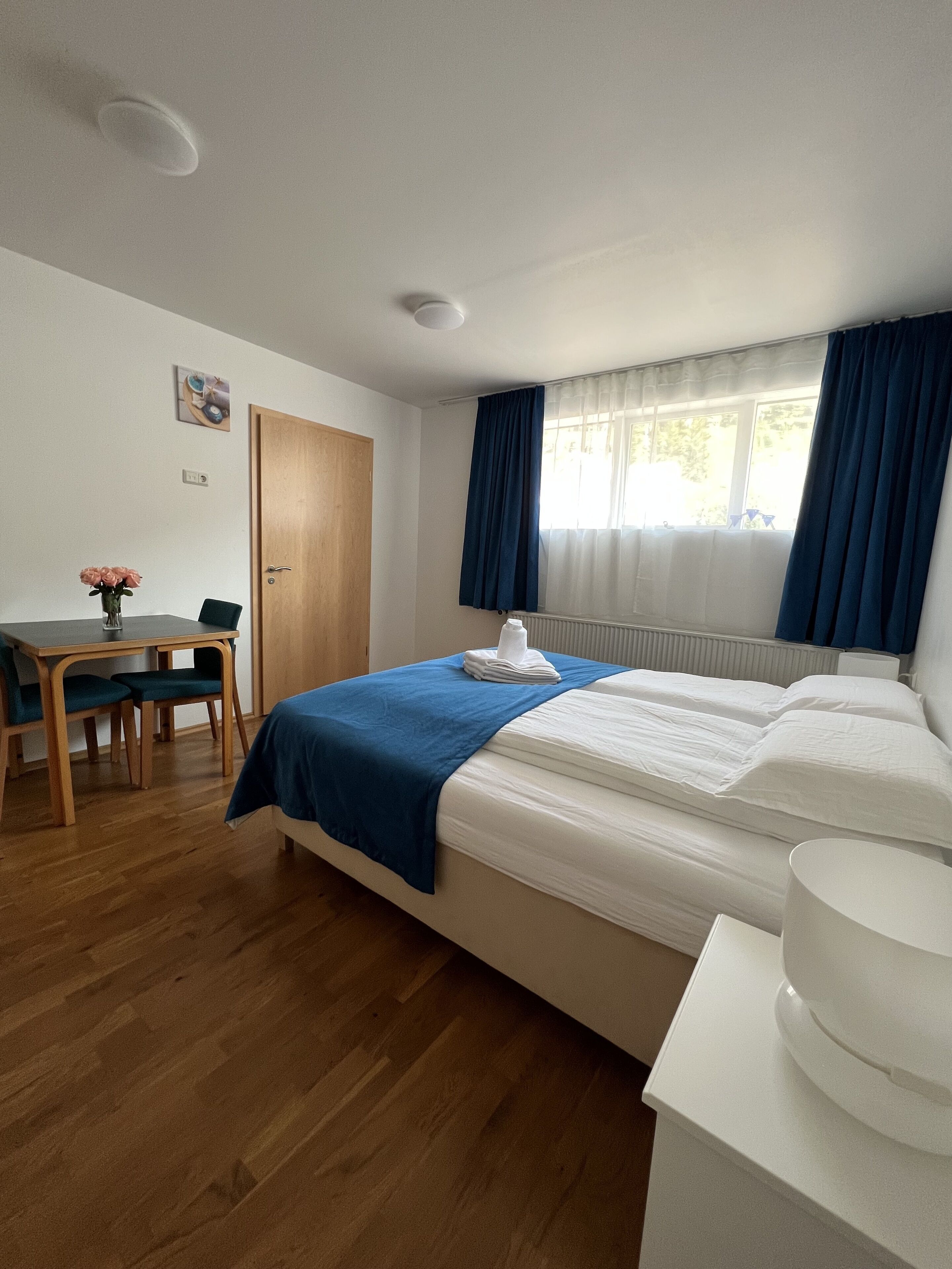 Desk, blackout curtains, free WiFi, bed sheets