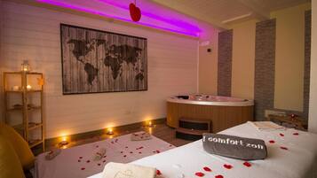 Sauna, hot tub, steam room, body treatments, mud baths