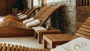 Sauna, hot tub, steam room, massages
