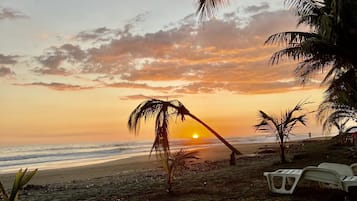 Accommodatie ligt op het strand, strandlakens
