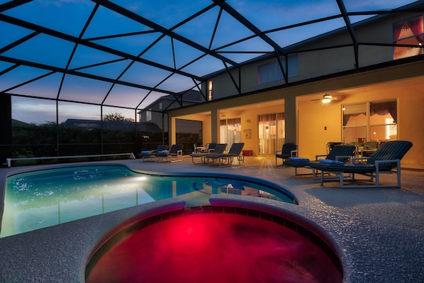 Piscine extérieure, piscine chauffée