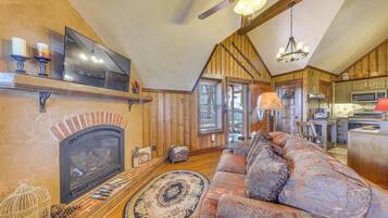 Télévision, cheminée, Netflix, livres