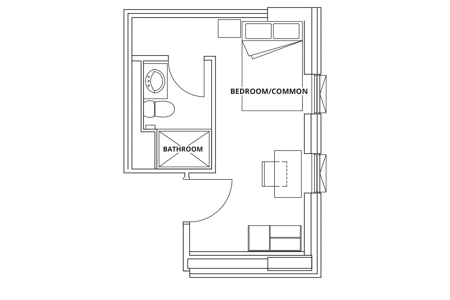 Studio (No TV) | Floor plan