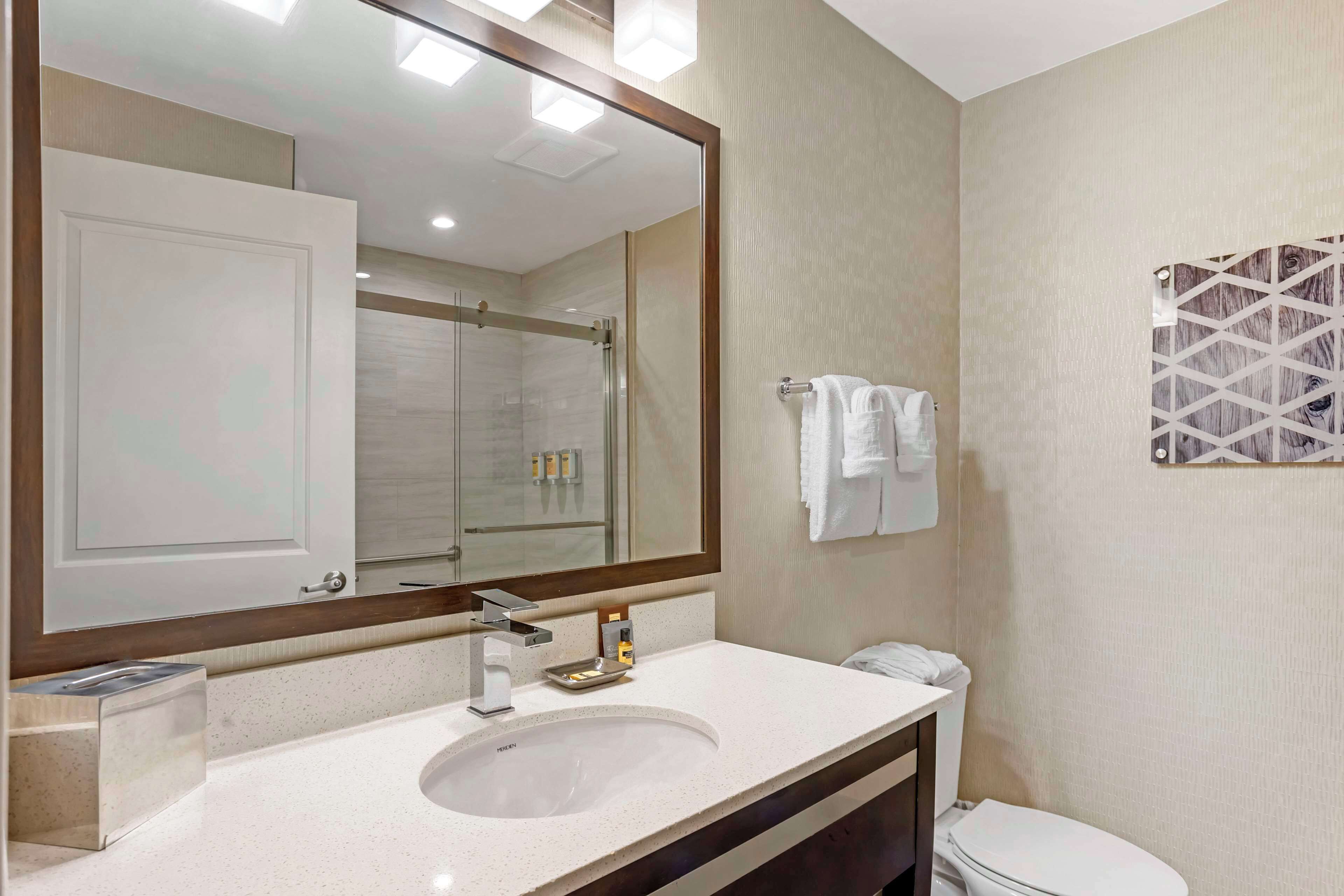 Habitación estándar, 1 cama King size, para no fumadores, refrigerador | Baño | Regadera, amenidades de baño gratuitas, secadora de cabello, toallas 